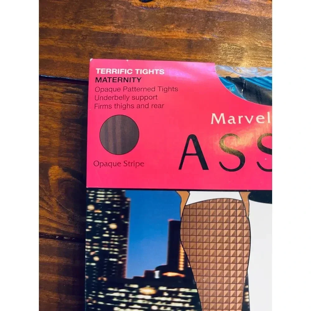 NWT Spanx Assets Black‎ Maturnity Opaque Stripe Pattern Tights
